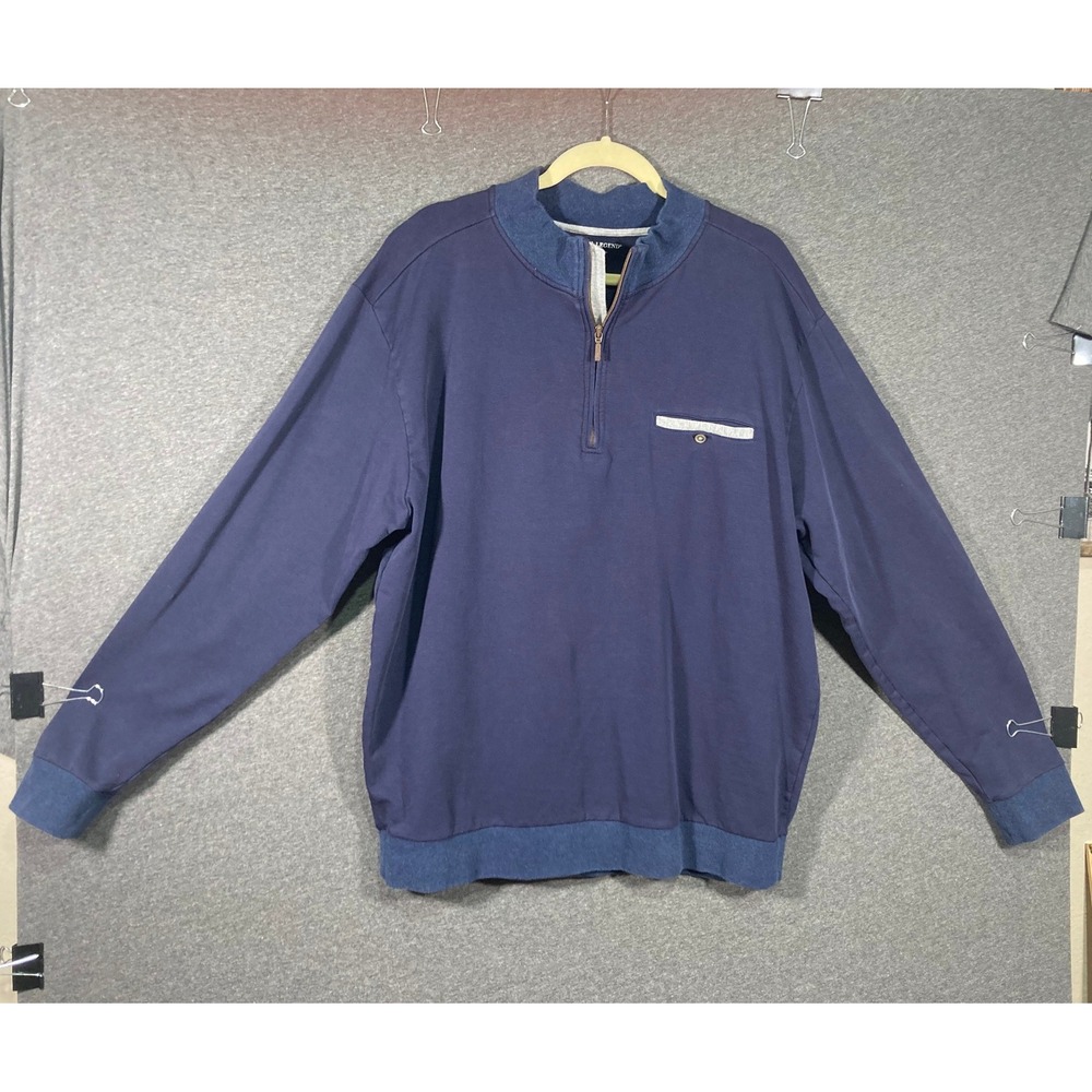 Horn Legend Mens XL Navy Blue Supima Cotton Stretch Quarter Zip Pullover Sweater